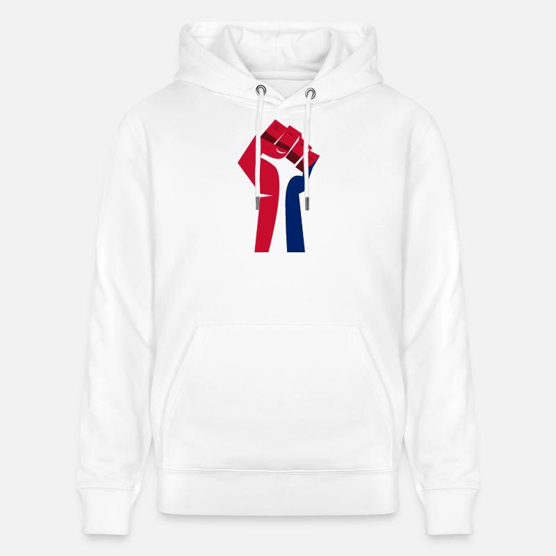 Le poing levé (rouge, blanc, bleu) - Sweat à capuche bio CRUISER Stanley/Stella Unisexe - blanc