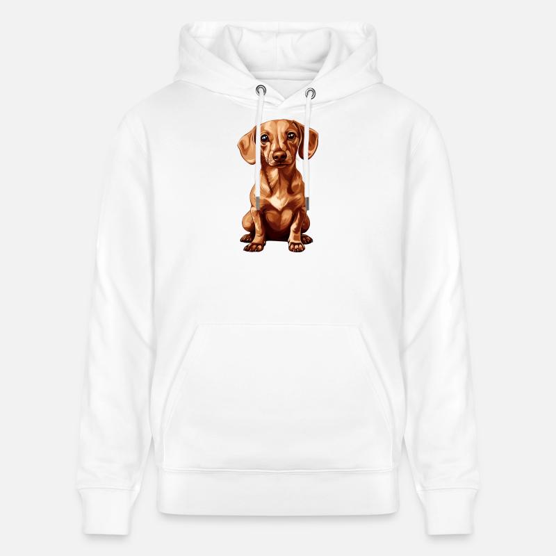 Teckel mignon avec de grands yeux - Sweat à capuche bio CRUISER Stanley/Stella Unisexe - blanc