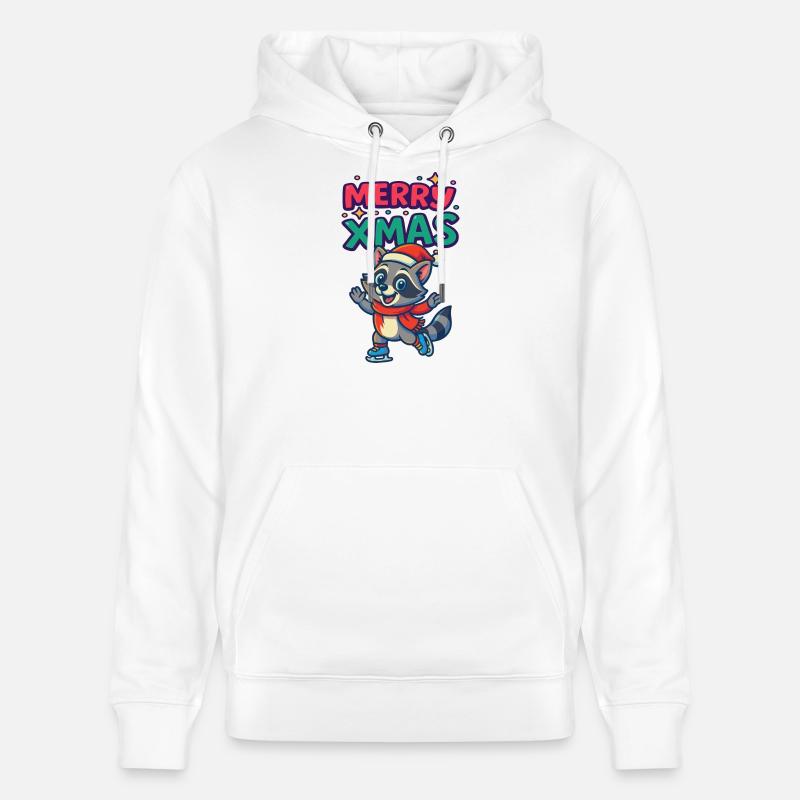 Raton laveur de Noël sur patins - Sweat à capuche bio CRUISER Stanley/Stella Unisexe - blanc