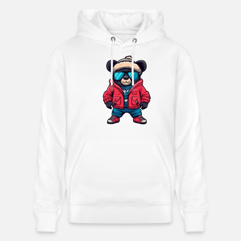 Bande dessinée Bear Cool - Sweat à capuche bio CRUISER Stanley/Stella Unisexe - blanc