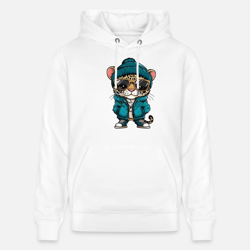 Léopard Bande dessinée cool - Sweat à capuche bio CRUISER Stanley/Stella Unisexe - blanc