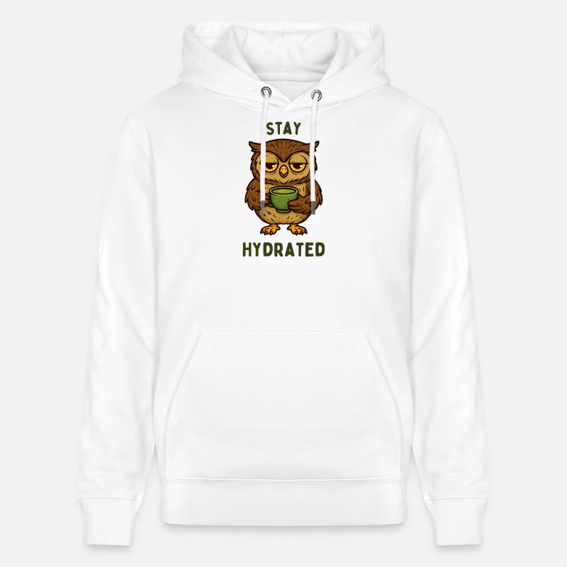 Restez hydrogéné – Hibou avec thé vert - Sweat à capuche bio CRUISER Stanley/Stella Unisexe - blanc