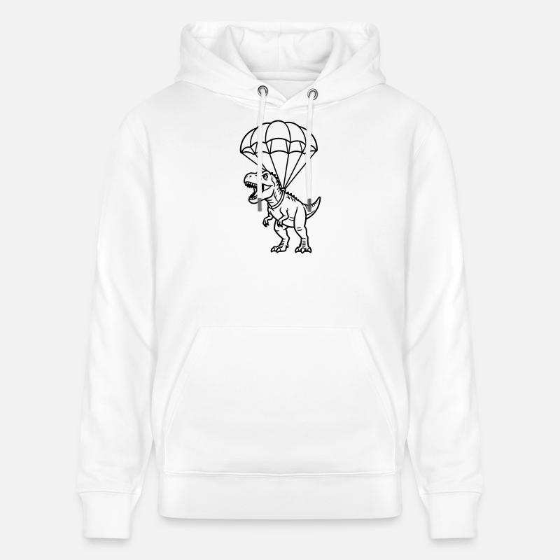 T Rex mit Fallschirm - Stanley/Stella Unisex Bio-Hoodie CRUISER  - Weiß