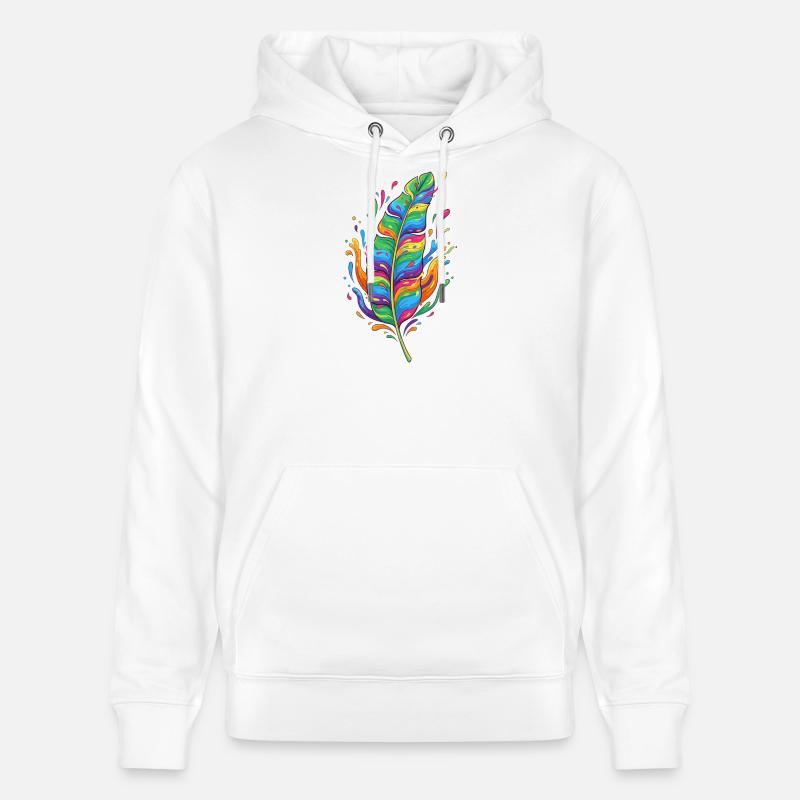 Regenbogenfeder Farbexplosion - Stanley/Stella Unisex Bio-Hoodie CRUISER  - Weiß