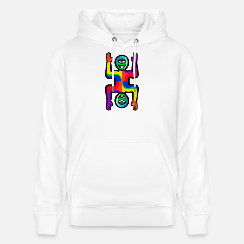 Figure de l’Arc-en-ciel à Deux Visages - Sweat à capuche bio CRUISER Stanley/Stella Unisexe - blanc