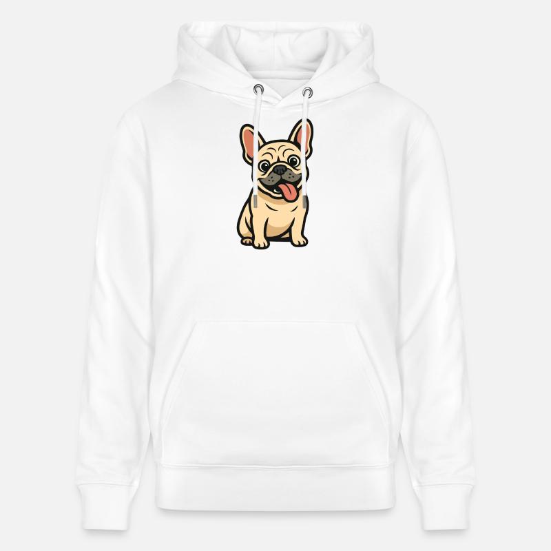 Dessin animé de bouledogue français - Sweat à capuche bio CRUISER Stanley/Stella Unisexe - blanc