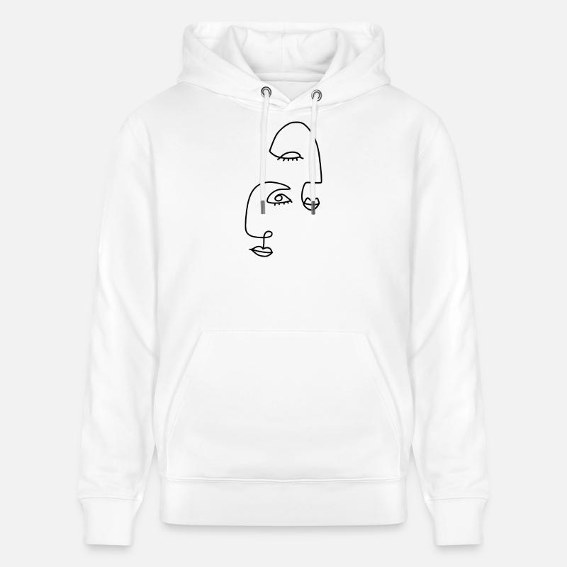 Dessins au trait abstraits - Sweat à capuche bio CRUISER Stanley/Stella Unisexe - blanc