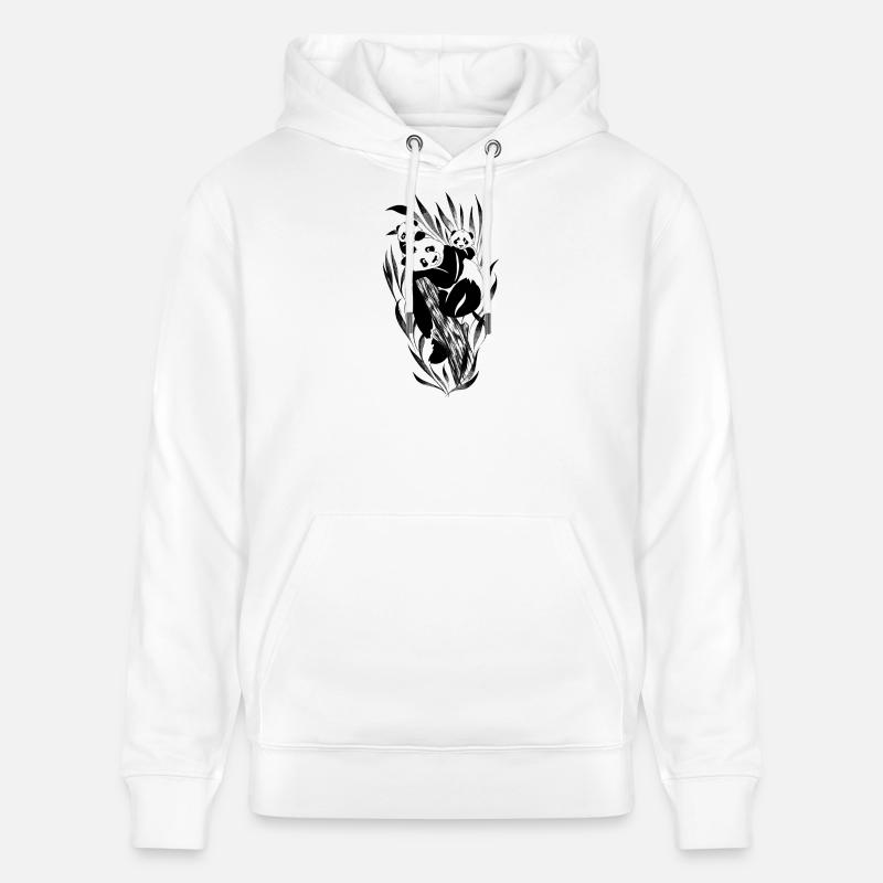 Famille panda perchée dans des bambous - Sweat à capuche bio CRUISER Stanley/Stella Unisexe - blanc