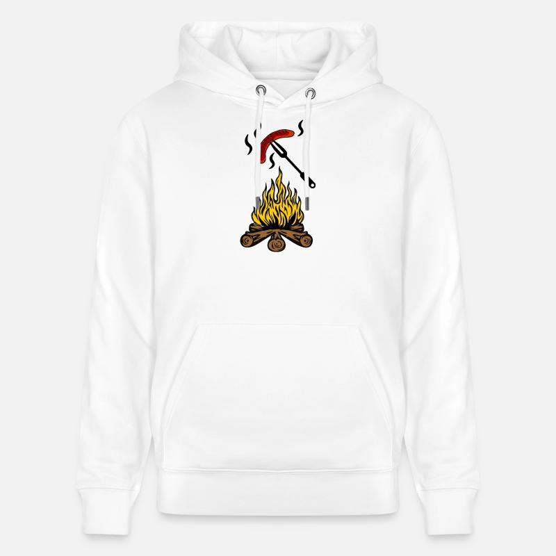 Feu de camp avec saucisse bratwurst - Sweat à capuche bio CRUISER Stanley/Stella Unisexe - blanc