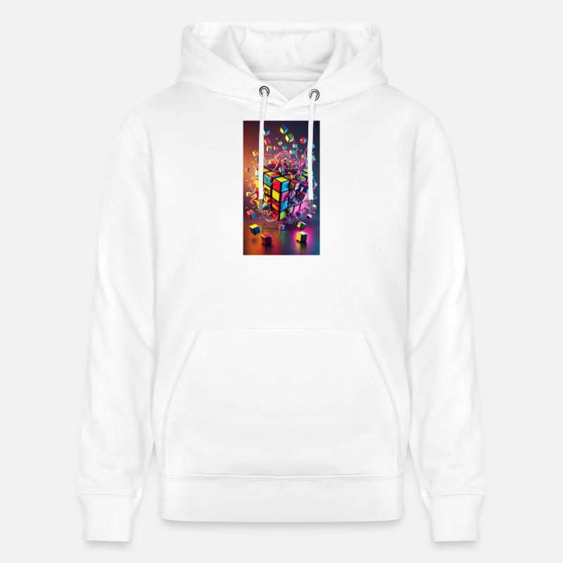 Cube d’explosion de couleur - Sweat à capuche bio CRUISER Stanley/Stella Unisexe - blanc