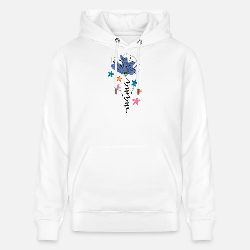 Maman – Conception 🌸💙 de fleurs - Sweat à capuche bio CRUISER Stanley/Stella Unisexe - blanc