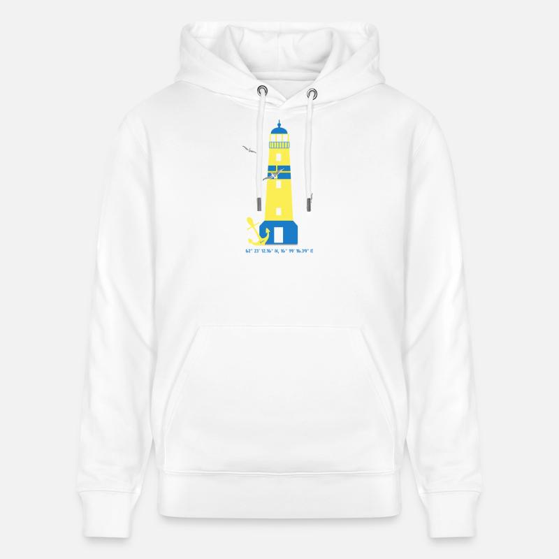 Phare avec mouettes et ancre - Sweat à capuche bio CRUISER Stanley/Stella Unisexe - blanc