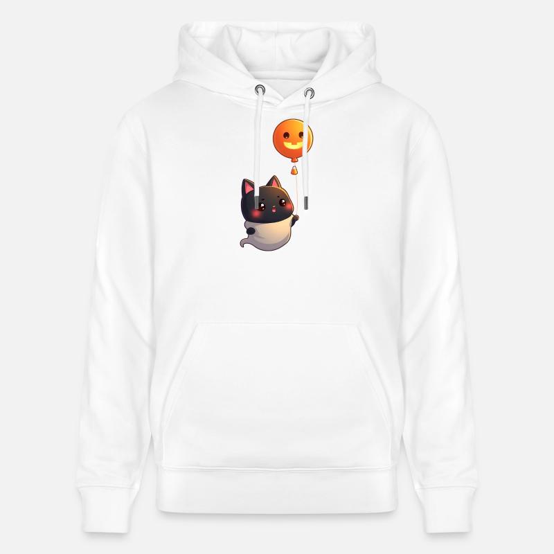Chat d’Halloween avec citrouille d’Halloween - Sweat à capuche bio CRUISER Stanley/Stella Unisexe - blanc