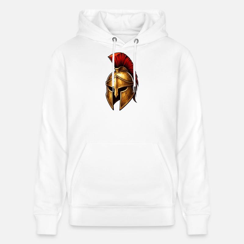 Le Casque du Chevalier Spartiate - Sweat à capuche bio CRUISER Stanley/Stella Unisexe - blanc