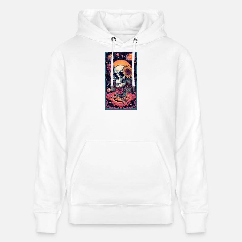 Crâne et Fleur de l’Espace - Sweat à capuche bio CRUISER Stanley/Stella Unisexe - blanc