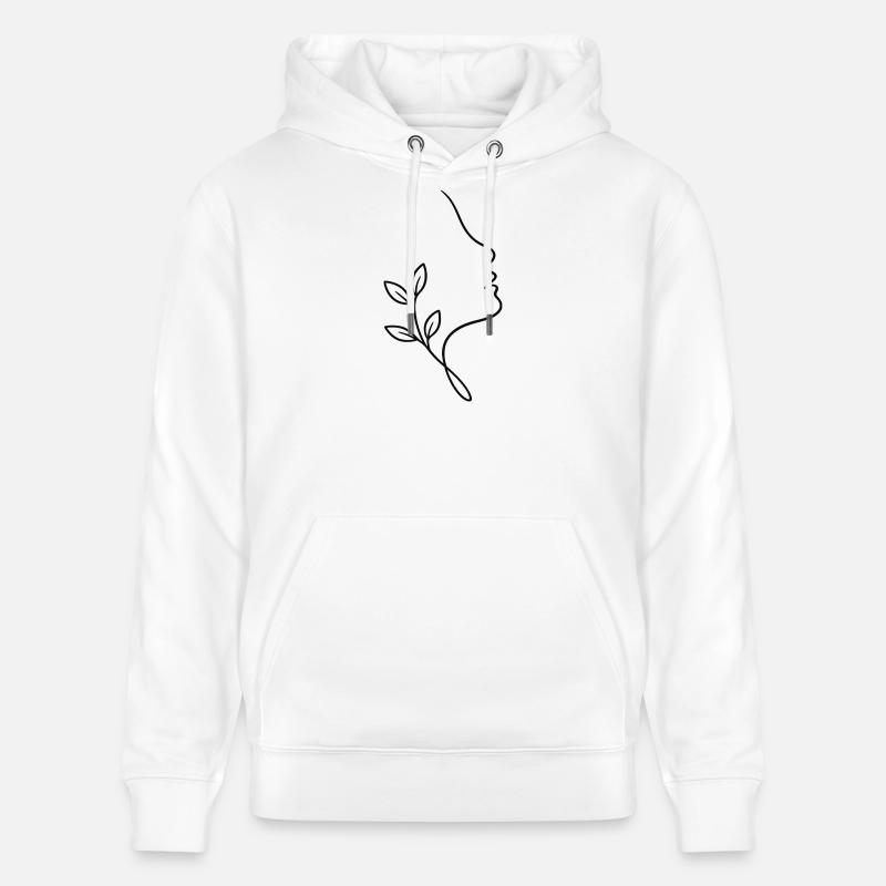 Face linéaire avec feuillage - Sweat à capuche bio CRUISER Stanley/Stella Unisexe - blanc