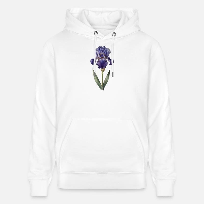Iris violet sur tige délicate - Sweat à capuche bio CRUISER Stanley/Stella Unisexe - blanc