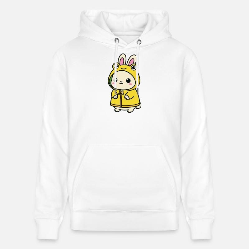Lapin Kawaii en imperméable - Sweat à capuche bio CRUISER Stanley/Stella Unisexe - blanc