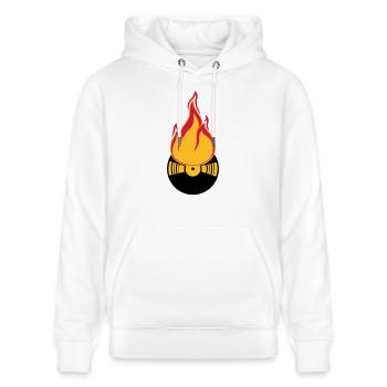 dj party feiern club disko musik tanzen vinyl plat - Stanley/Stella Unisex Bio-Hoodie CRUISER  - Weiß - Vorne - Alina (178cm) & Michal (187cm)