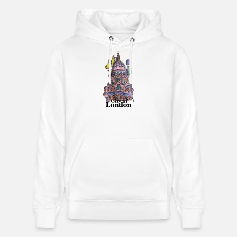 Sketch londonien : palette de monuments urbains - Sweat à capuche bio CRUISER Stanley/Stella Unisexe - blanc
