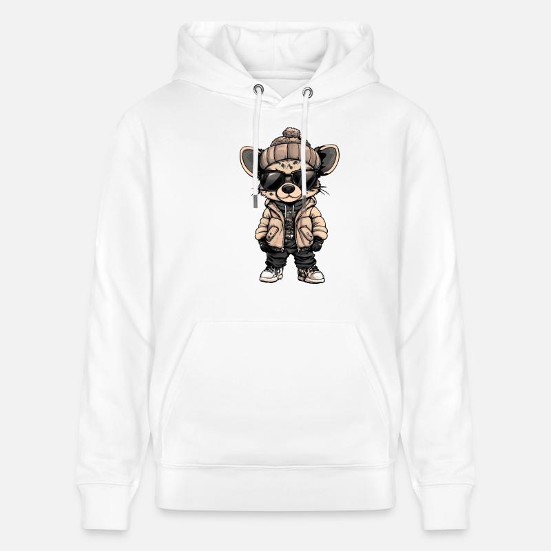 Hyène Bande Dessinée Cool - Sweat à capuche bio CRUISER Stanley/Stella Unisexe - blanc