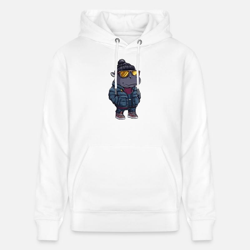 Nilpferd Winter Comic - Stanley/Stella Unisex Bio-Hoodie CRUISER  - Weiß