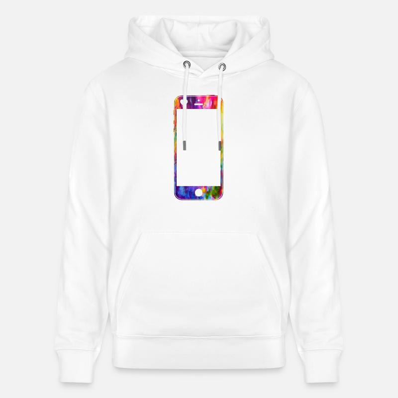 Téléphone portable avec coeur - Sweat à capuche bio CRUISER Stanley/Stella Unisexe - blanc