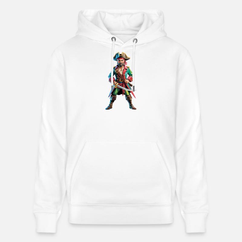 Pirate - Cool Low Poly Logo - Sweat à capuche bio CRUISER Stanley/Stella Unisexe - blanc