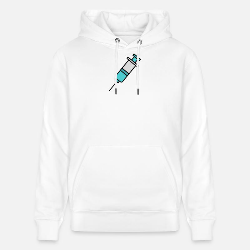 Seringue | Déclaration pro vaccination et science - Sweat à capuche bio CRUISER Stanley/Stella Unisexe - blanc