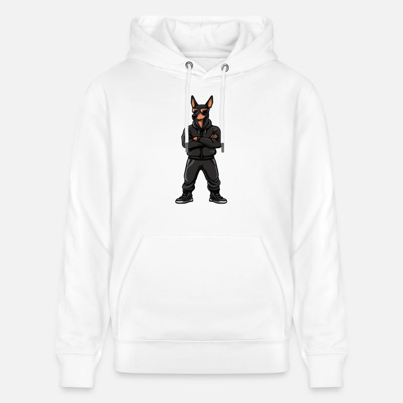 Bande dessinée de chien doberman - Sweat à capuche bio CRUISER Stanley/Stella Unisexe - blanc