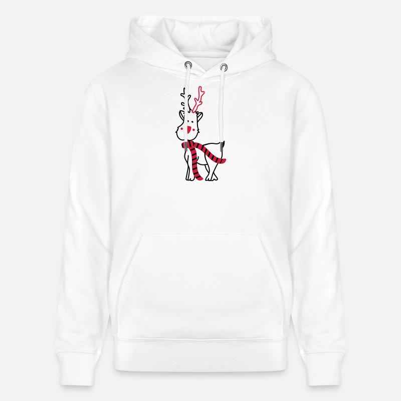 Un renne avec écharpe - Sweat à capuche bio CRUISER Stanley/Stella Unisexe - blanc