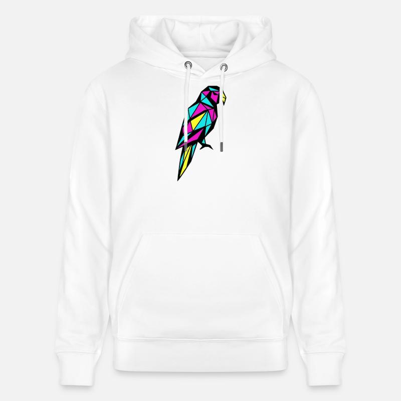 Perroquet géométrique low poly CMJN oiseau - Sweat à capuche bio CRUISER Stanley/Stella Unisexe - blanc