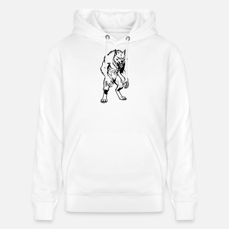 Loup-garou - Sweat à capuche bio CRUISER Stanley/Stella Unisexe - blanc