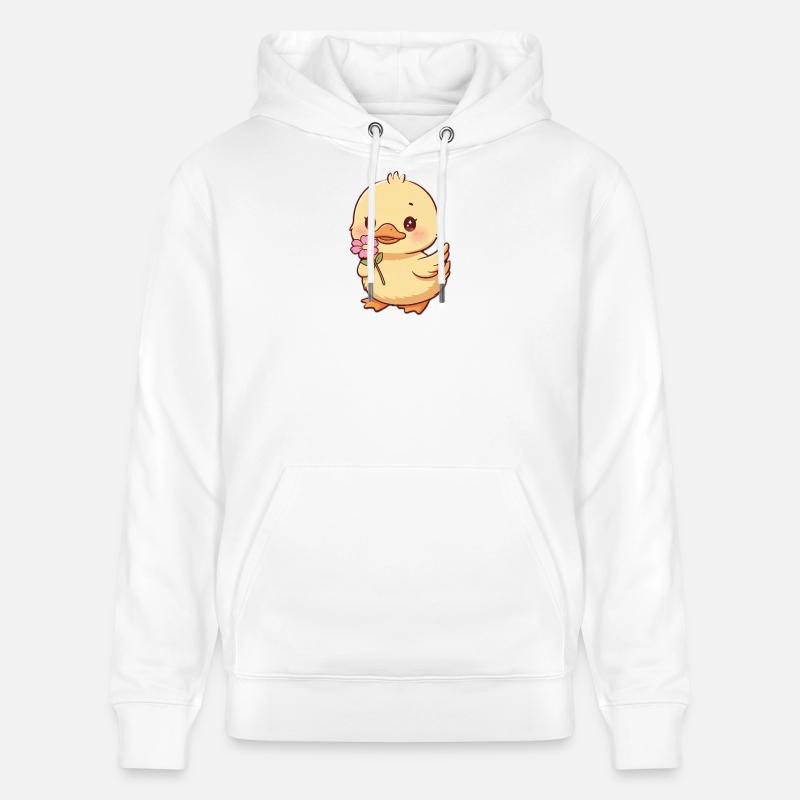 Poussin avec fleur - Sweat à capuche bio CRUISER Stanley/Stella Unisexe - blanc