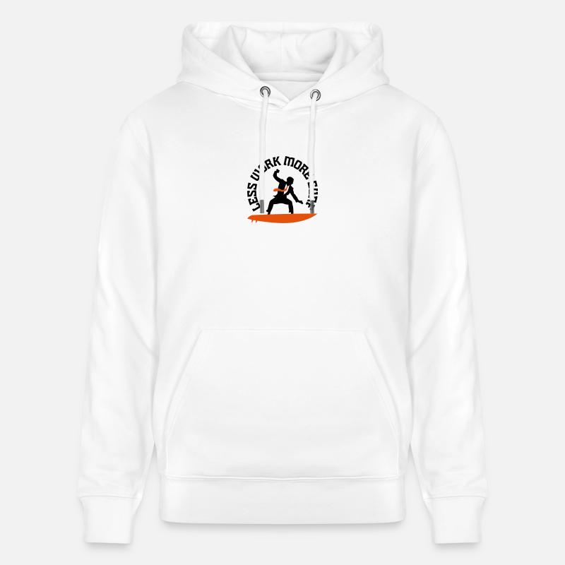 Moins de travail, surf plus ... - Sweat à capuche bio CRUISER Stanley/Stella Unisexe - blanc