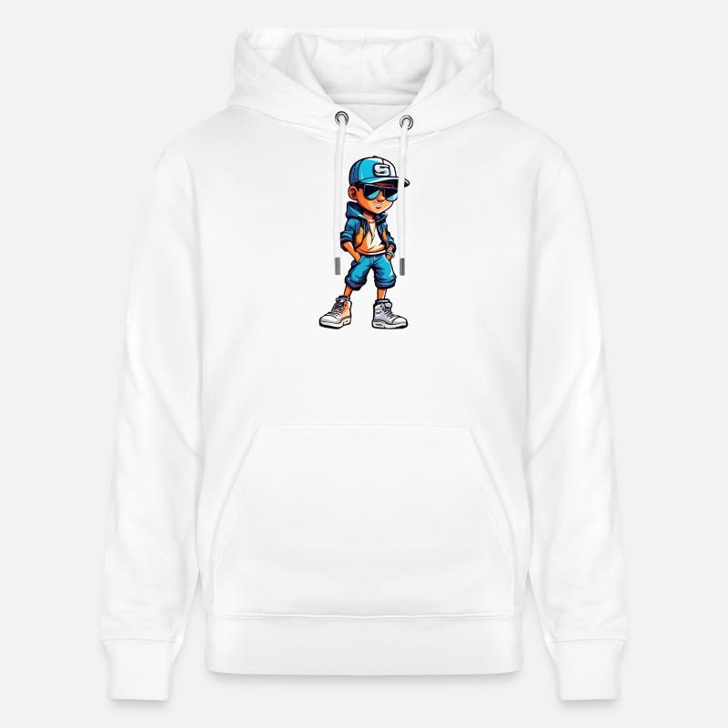 Cool jeune garçon de dessin animé - Sweat à capuche bio CRUISER Stanley/Stella Unisexe - blanc