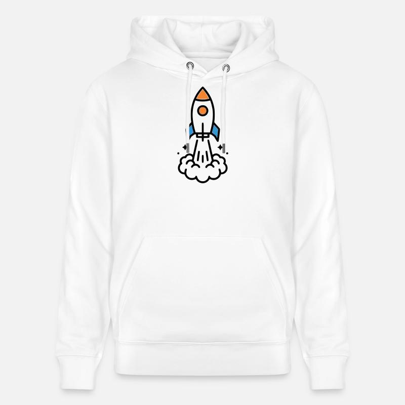 Comic spatial Rocket Launch - Sweat à capuche bio CRUISER Stanley/Stella Unisexe - blanc