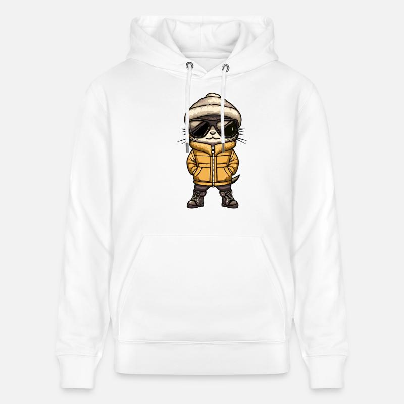 Suricate Bande dessinée cool - Sweat à capuche bio CRUISER Stanley/Stella Unisexe - blanc