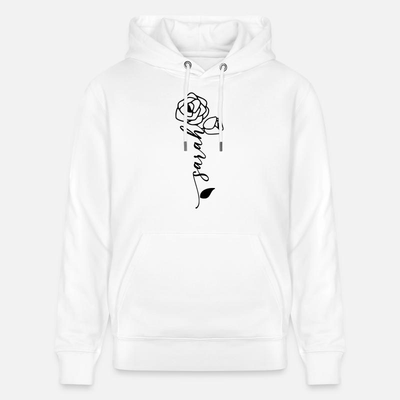Sarah Nom Prénom Nom Fleur - Sweat à capuche bio CRUISER Stanley/Stella Unisexe - blanc