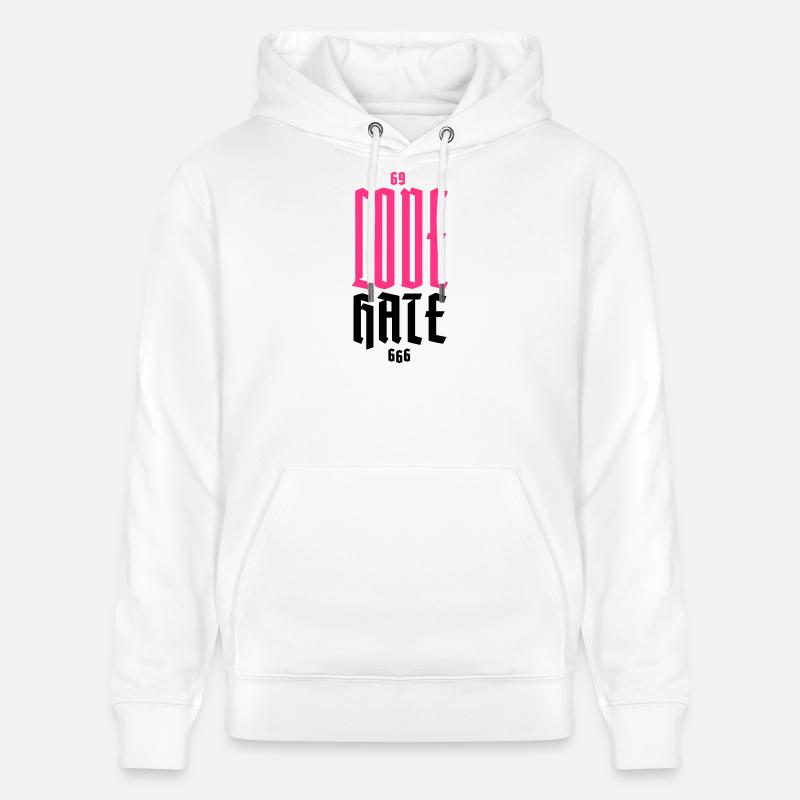 Gothic Neon CODE Vertical - Stanley/Stella CRUISER Unisex Organic Hoodie - white