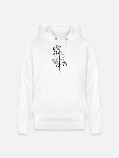Beautiful rose with leaf - Stanley/Stella CRUISER Unisex Organic Hoodie - white