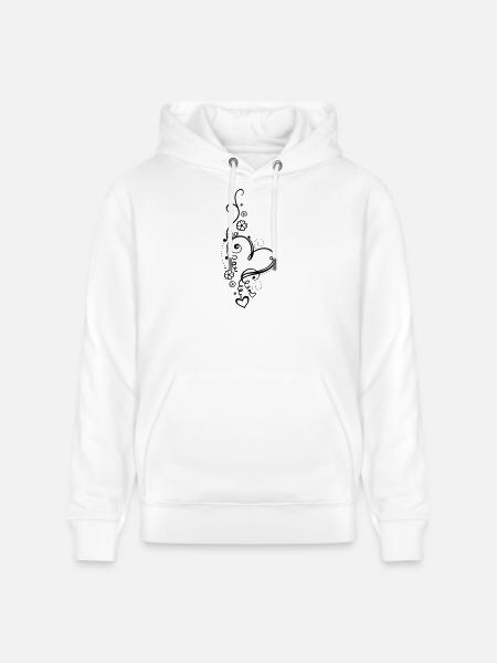 Corazón grande con pequeños corazones y flores - Sudadera con capucha ecológica unisex CRUISER de Stanley/Stella - blanco