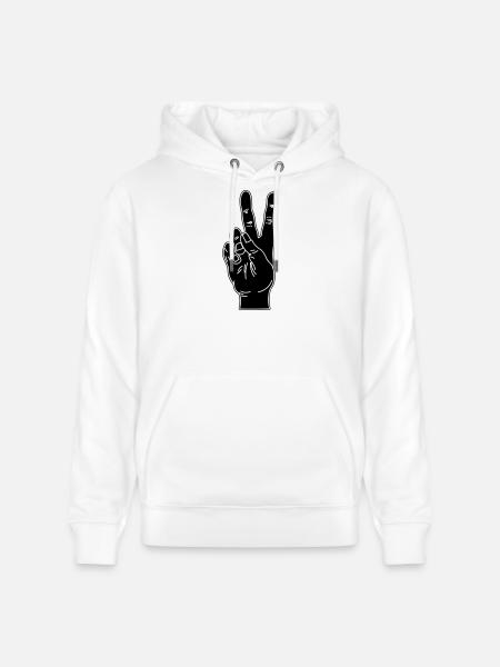 Black hand gesture peace - Stanley/Stella CRUISER Unisex Organic Hoodie - white
