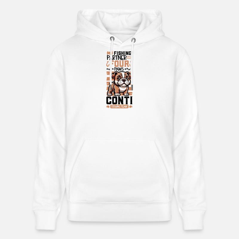 Pêche et bouledogue continental - Sweat à capuche bio CRUISER Stanley/Stella Unisexe - blanc
