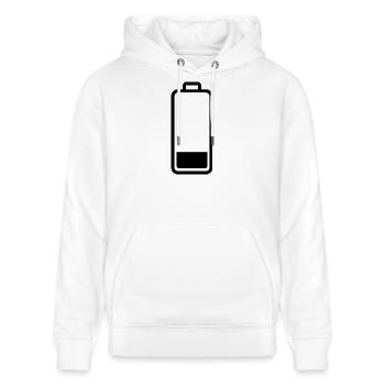 schwache Batterie - Stanley/Stella Unisex Bio-Hoodie CRUISER  - Weiß - Vorne - Alina (178cm) & Michal (187cm)