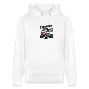 Stronger Today, Calmer Tomorrow – Fit & Zen - Stanley/Stella Unisex Bio-Hoodie CRUISER  - Weiß - Vorne - Alina (178cm) & Michal (187cm)