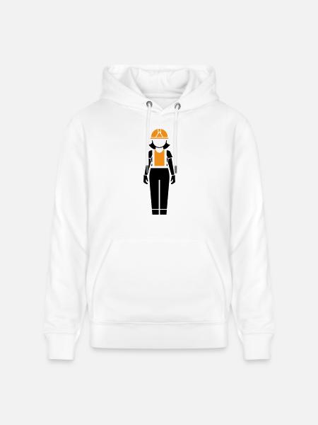 Construction Worker Woman - Stanley/Stella CRUISER Unisex Organic Hoodie - white