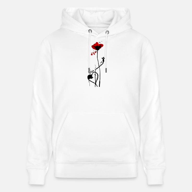 C’est l’amour.. avec design coquelicot - Sweat à capuche bio CRUISER Stanley/Stella Unisexe - blanc
