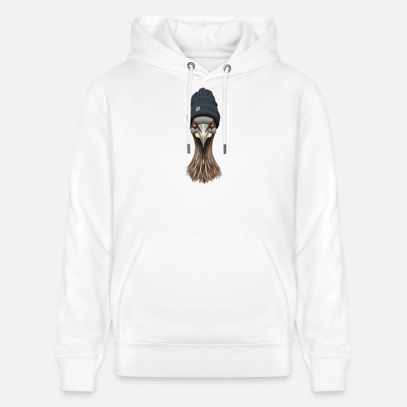Tête d’émeu en bonnet cosy - Sweat à capuche bio CRUISER Stanley/Stella Unisexe - blanc