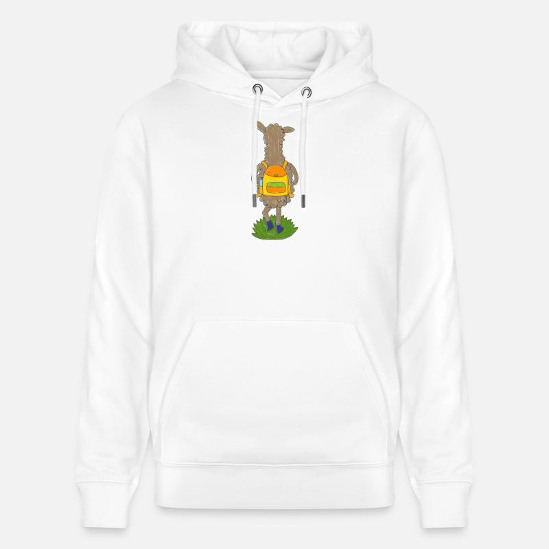 Lama mit buntem Rucksack - Stanley/Stella Unisex Bio-Hoodie CRUISER  - Weiß